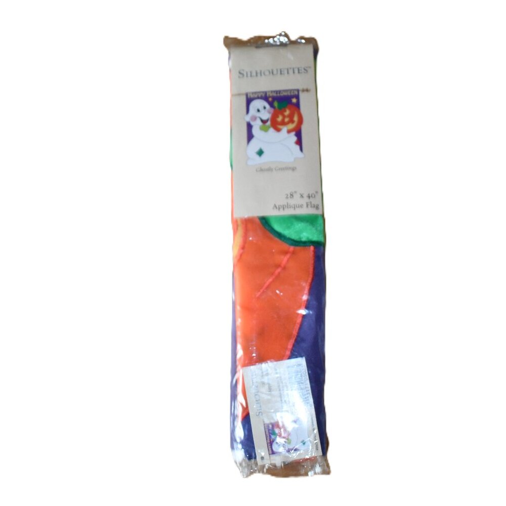 Halloween Trick or Treat House Applique Flag Ghostly Greetings 28" X 40" New